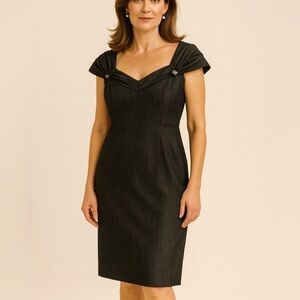 ANTONIO MELANI Charcoal Midi Dress Classic Workwear Career Chic Size 6